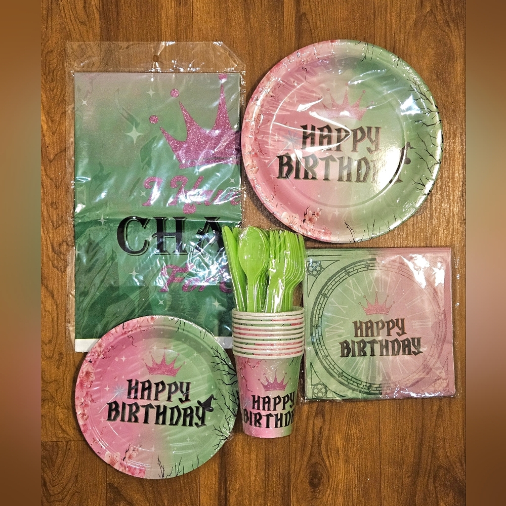 Wicked Birthday Party Supplies Set - Pink and Green